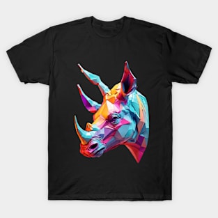 Colourful neon rhino head T-Shirt